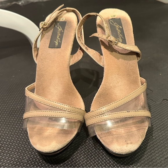 Chic Tan and Clear Strap Heels - Picture 2 of 3